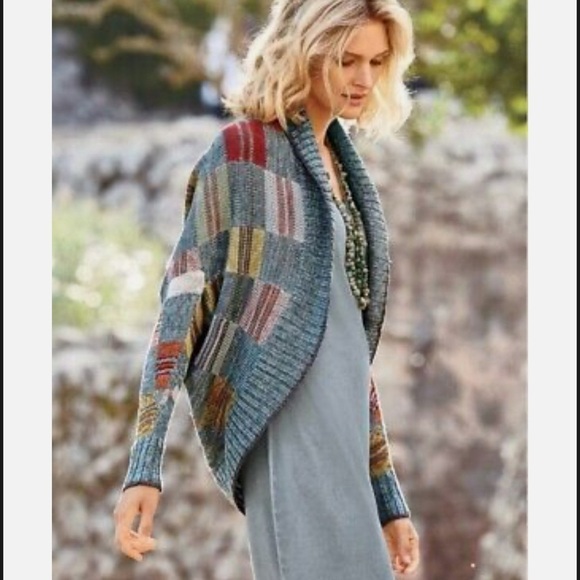 Peruvian Connection Sweaters - Peruvian Connection Kaffe Fasset Imani Pima Cotton Cocoon Patchwork Cardigan S